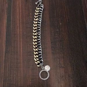 Jessica Simpson Mixed Metal Bracelet Small Faux Diamond On Emblem